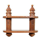 Victorian Carved 2-Tier Castle Wall Shelf, England, c. 1875